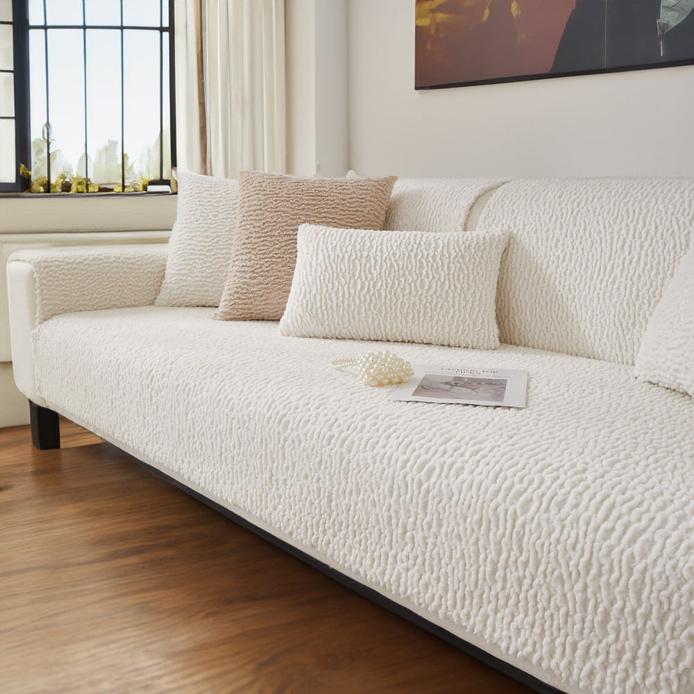 Cream Colour Berber Fleece Anti-Scratch Couch Cove