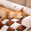 Cream Square Plaid Cozy Dog Mat Furniture Protecto