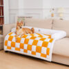 Cream Square Plaid Cozy Dog Mat Furniture Protecto