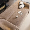 Cream Textured Jacquard Design Sofa Decorative Thr