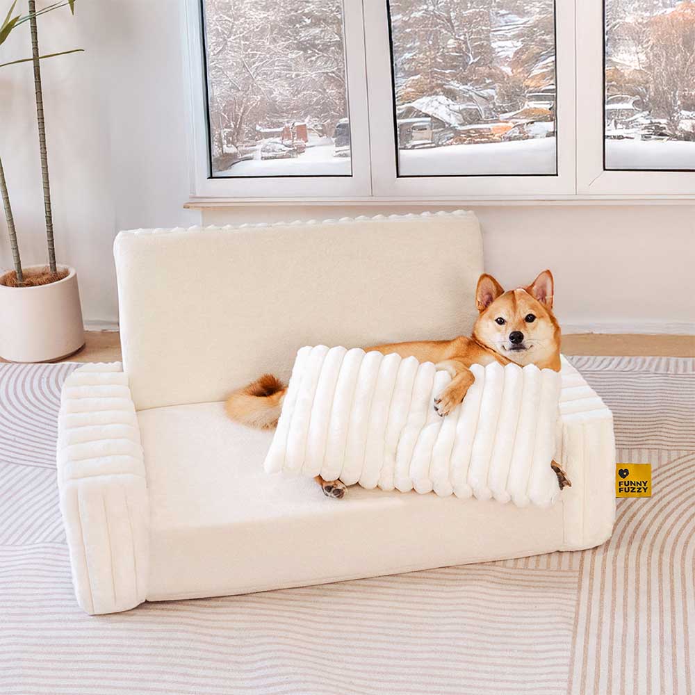 Creamy Fluffy Orthopedic Human-Dog Bolster Bed - E