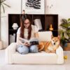 Creamy Fluffy Orthopedic Human-Dog Bolster Bed - E