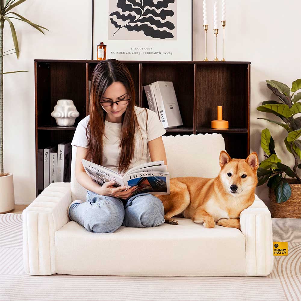 Creamy Fluffy Orthopedic Human-Dog Bolster Bed - E