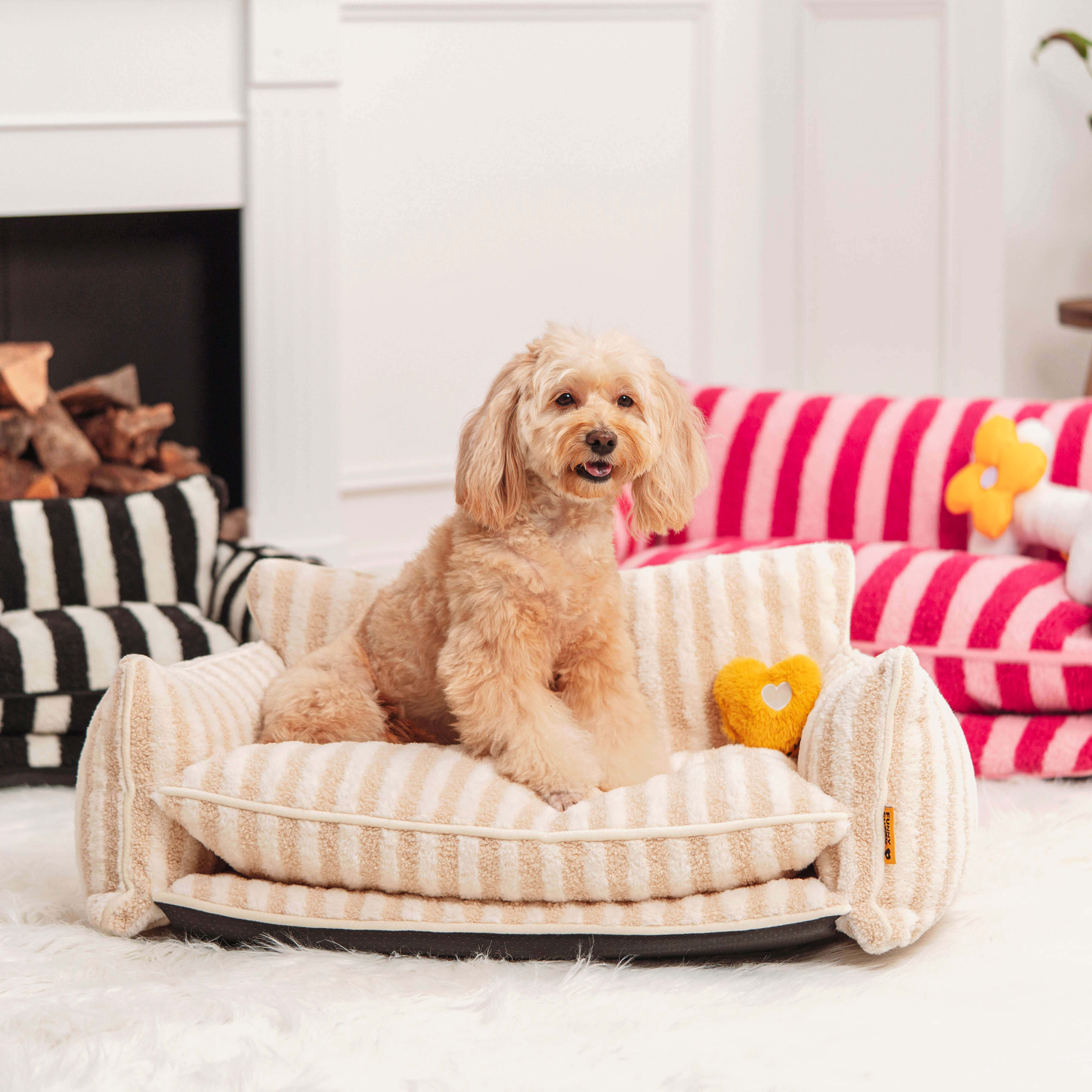Trendy Striped Faux Lambswool Double Layer Dog & C
