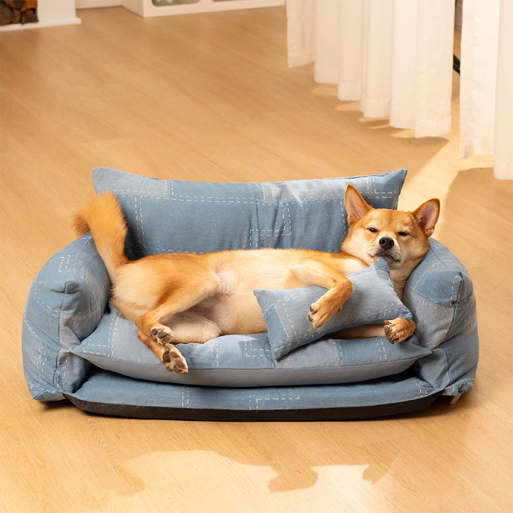 Denim Patchwork Style Pet Double Layer Sofa Dog So