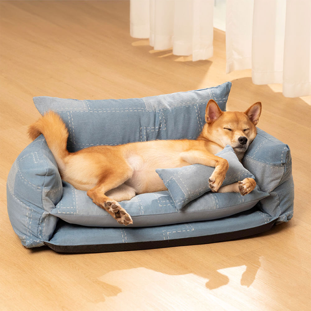 Denim Patchwork Style Pet Double Layer Sofa Dog So