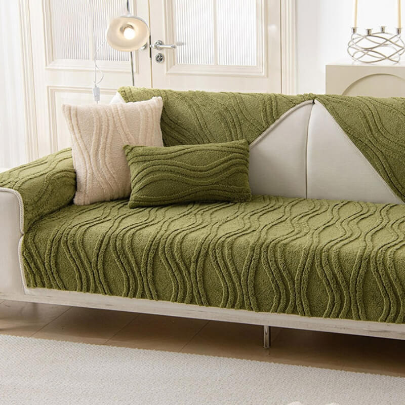 Elegant Grey Textured Non-Slip Thick Plush Couch C