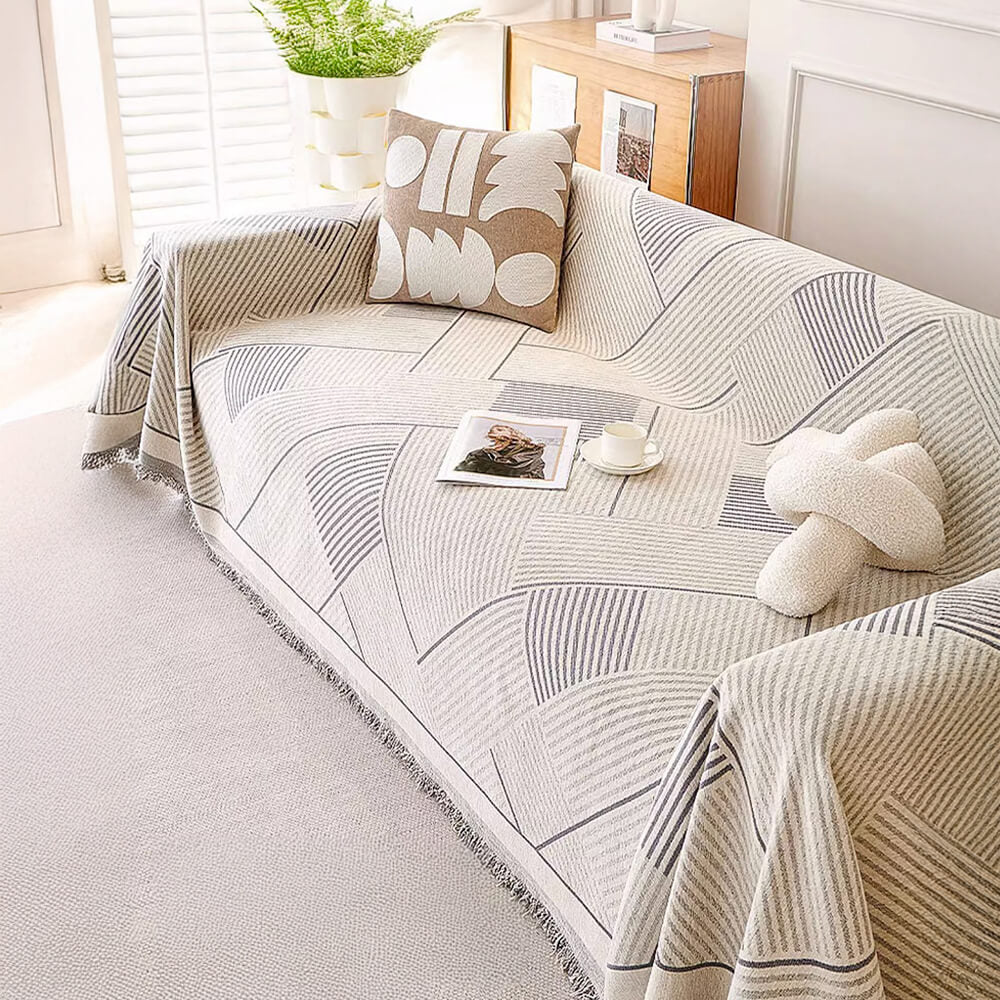 Classic Geometric Pattern Chenille Throw Couch Cov