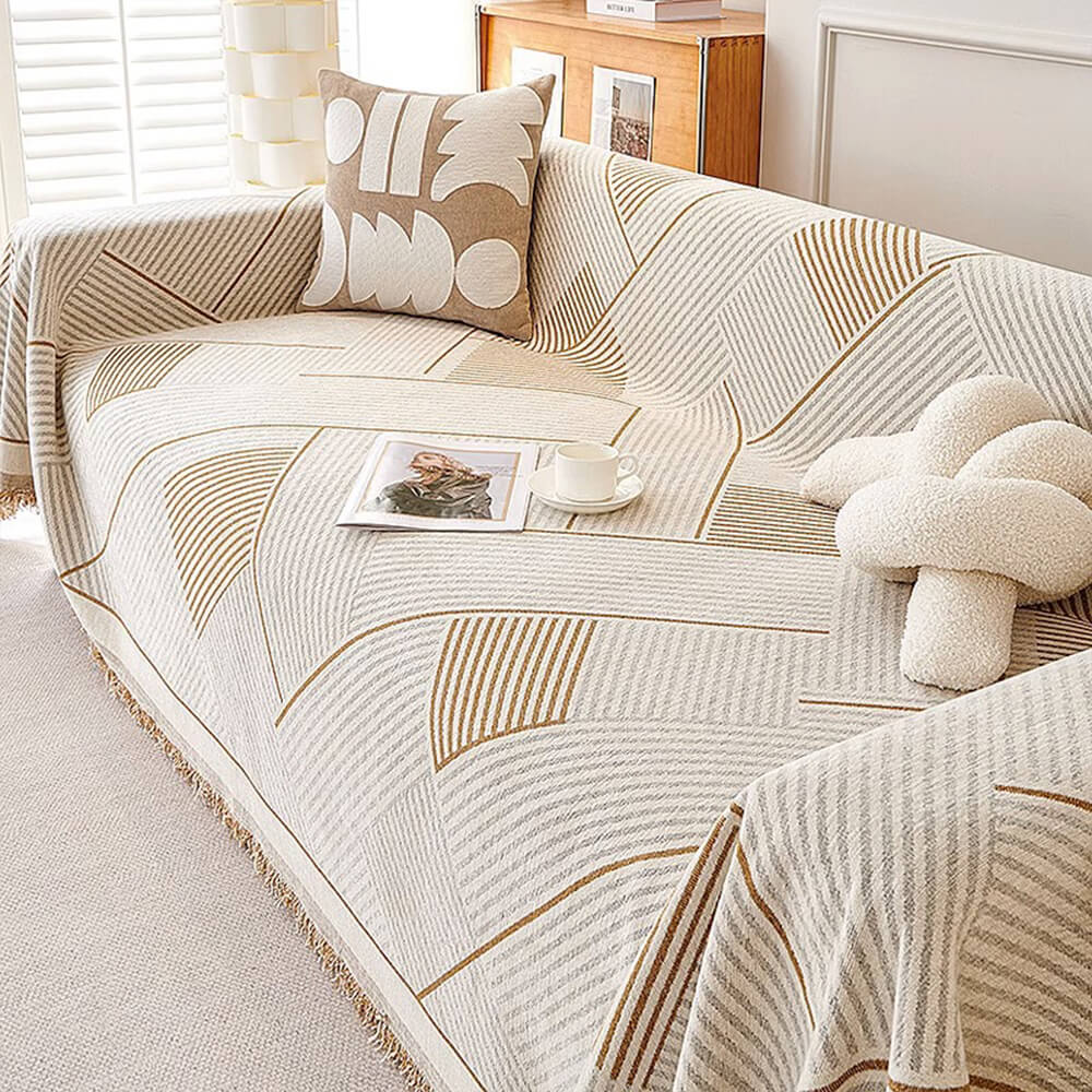 Classic Geometric Pattern Chenille Throw Couch Cov