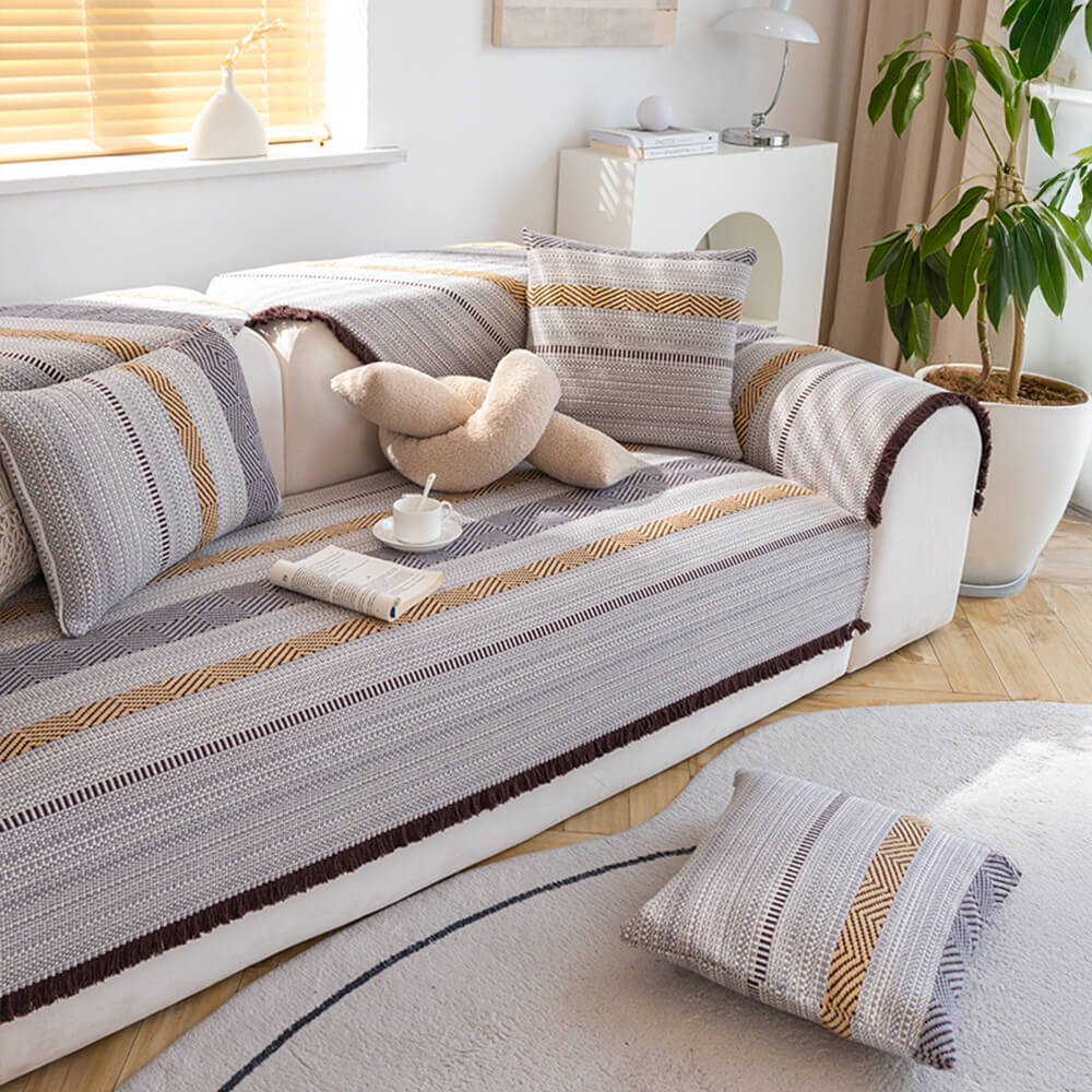 Classic Natural Cotton Linen Breathable Couch Cove