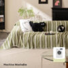 Decorative Stripe Tassel Chenille Throw Couch Cove