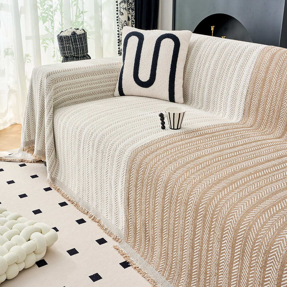 Elegant Herringbone Chenille Textured Throw Couch