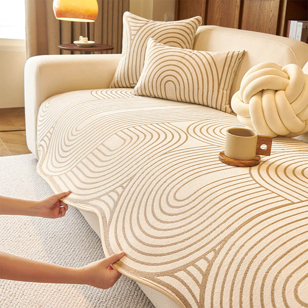 Modern Lines Chenille Artistic Sofa Protector Irre