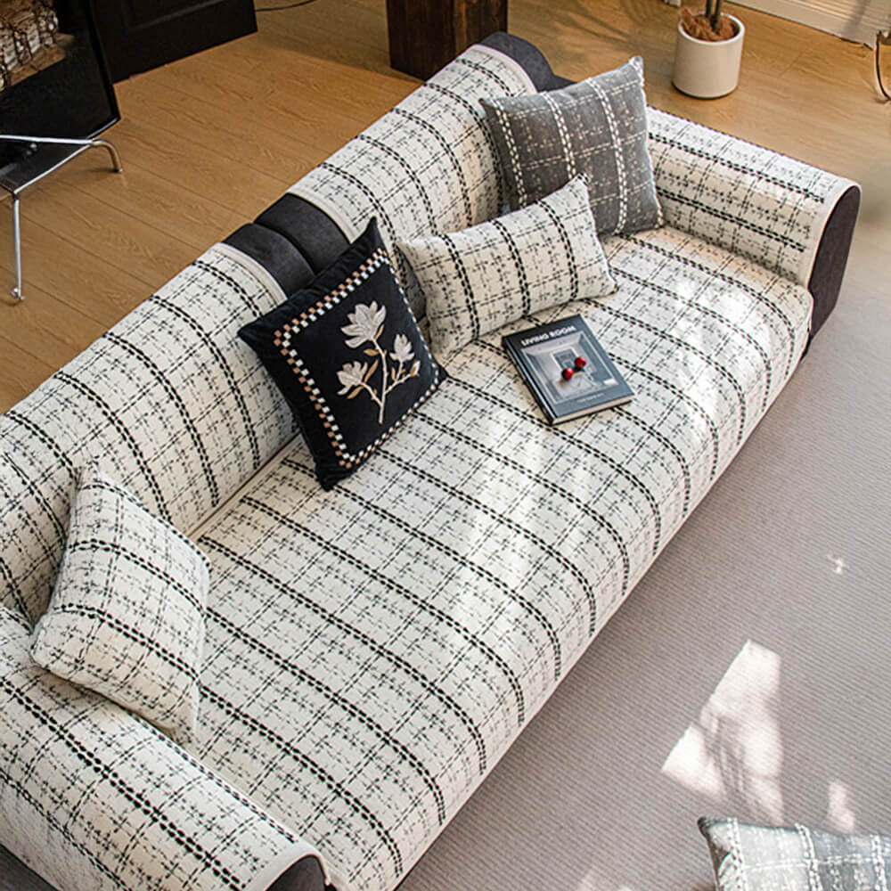 Elegant Checkered Jacquard Chenille All-Season Sof