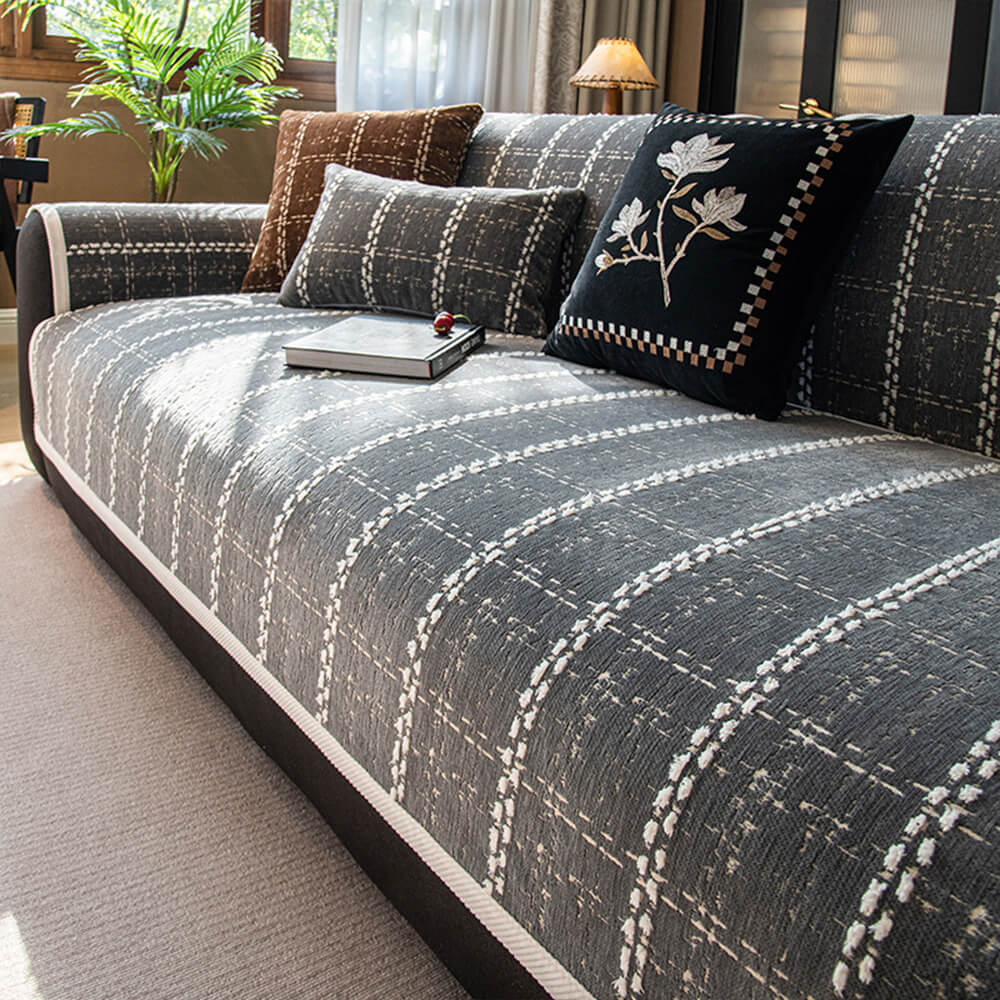 Elegant Checkered Jacquard Chenille All-Season Sof