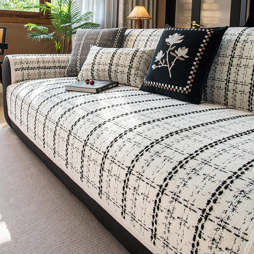 Elegant Checkered Jacquard Chenille All-Season Sof