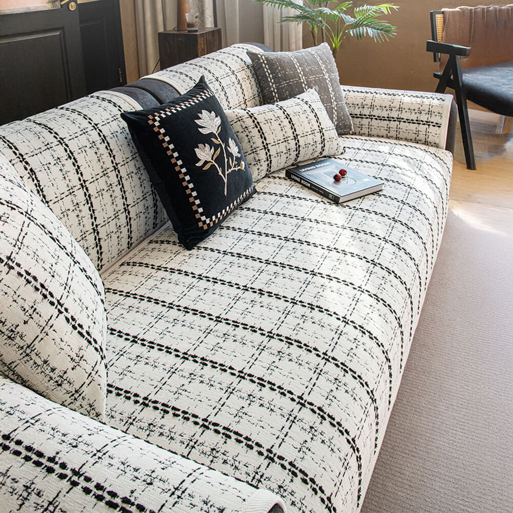 Elegant Checkered Jacquard Chenille All-Season Sof
