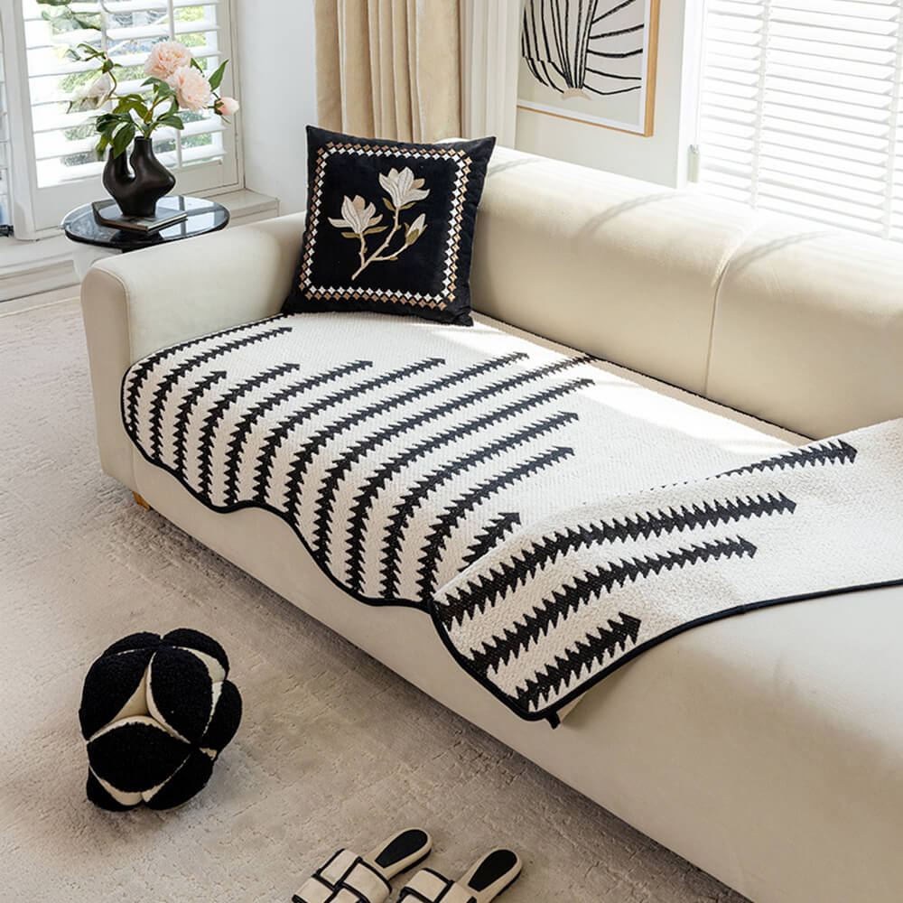 Modern Chevron Stripes Chenille Couch Cover with W