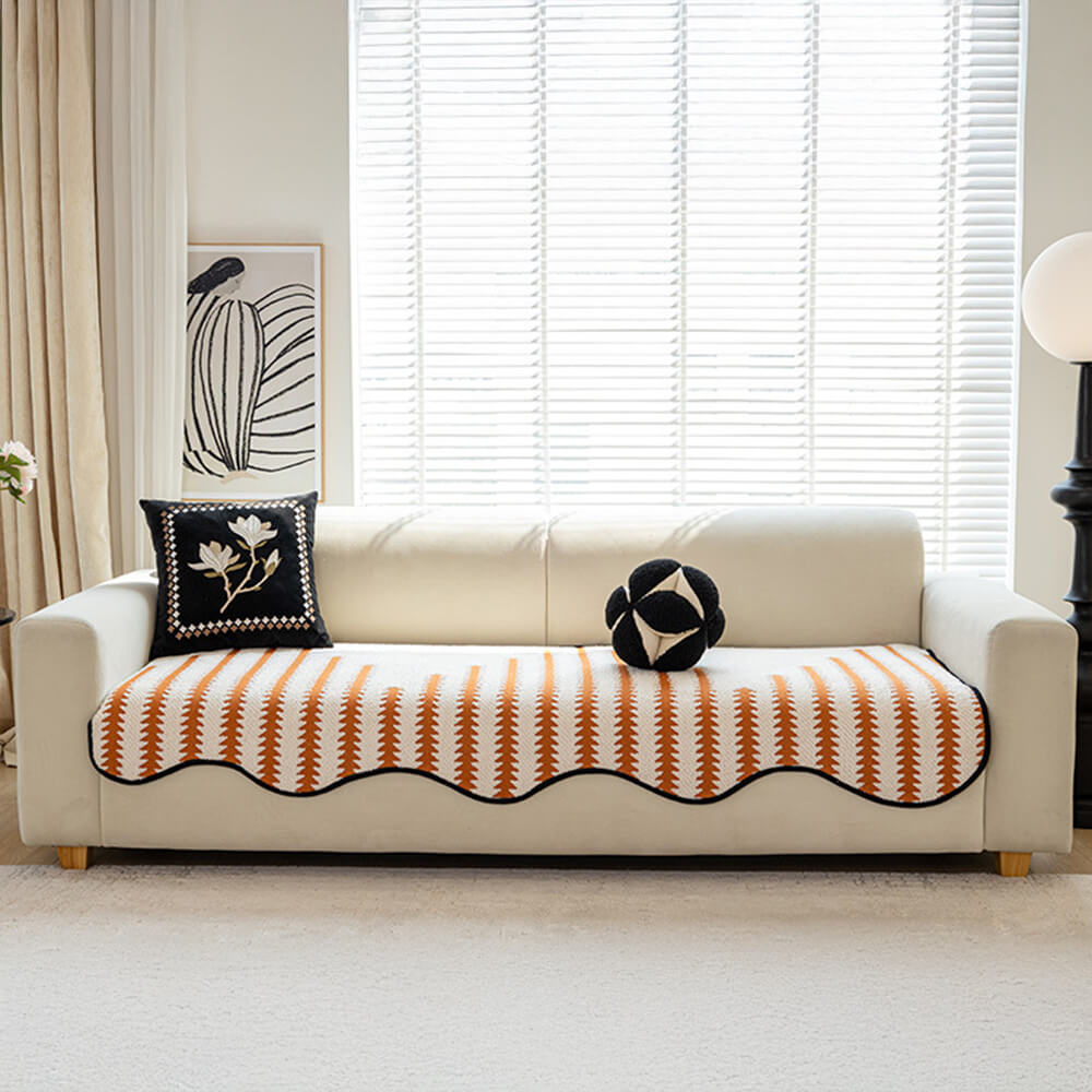 Modern Chevron Stripes Chenille Couch Cover with W
