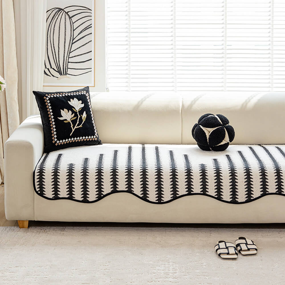 Modern Chevron Stripes Chenille Couch Cover with W