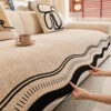 Non-Slip Herringbone Chenille Couch Cover with Wav
