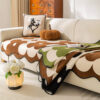 Elegant Floral Chenille Couch Cover with Wavy Bord