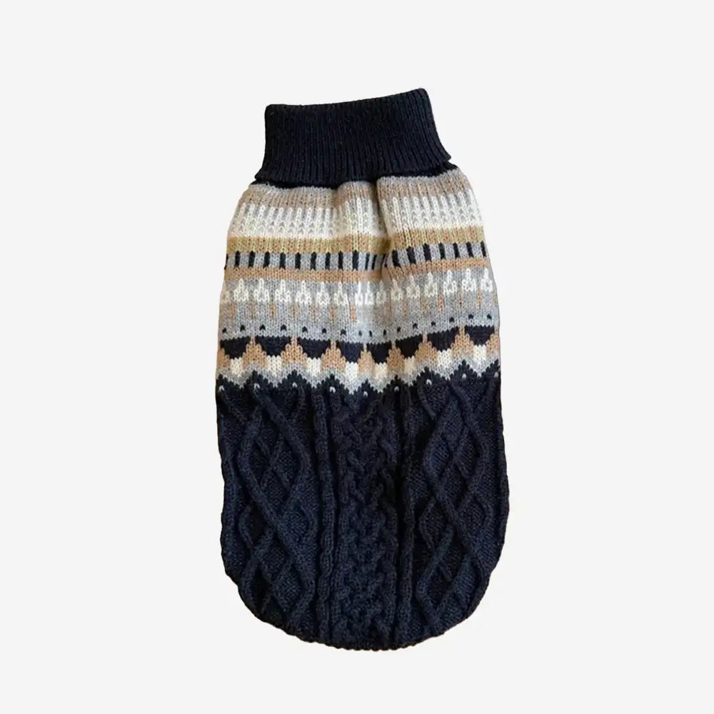 Fair Isle Pattern Knitted Linen Dog Sweater with C