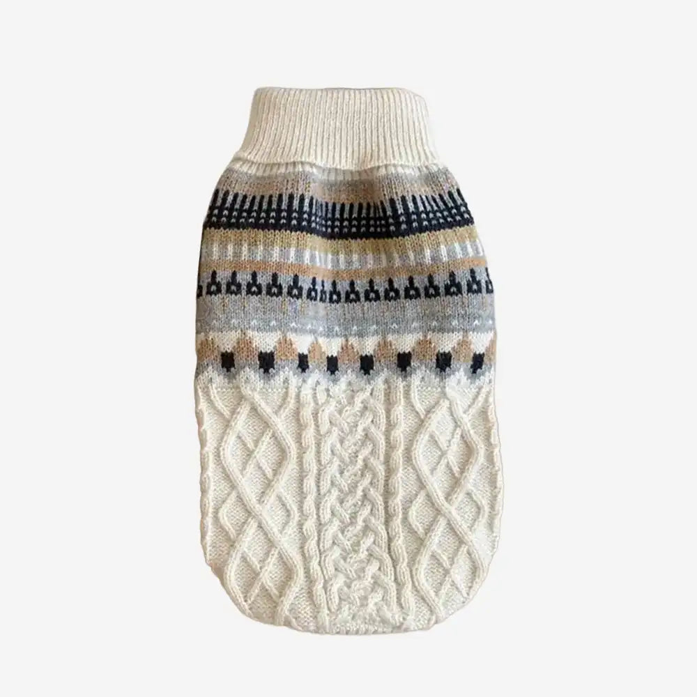 Fair Isle Pattern Knitted Linen Dog Sweater with C