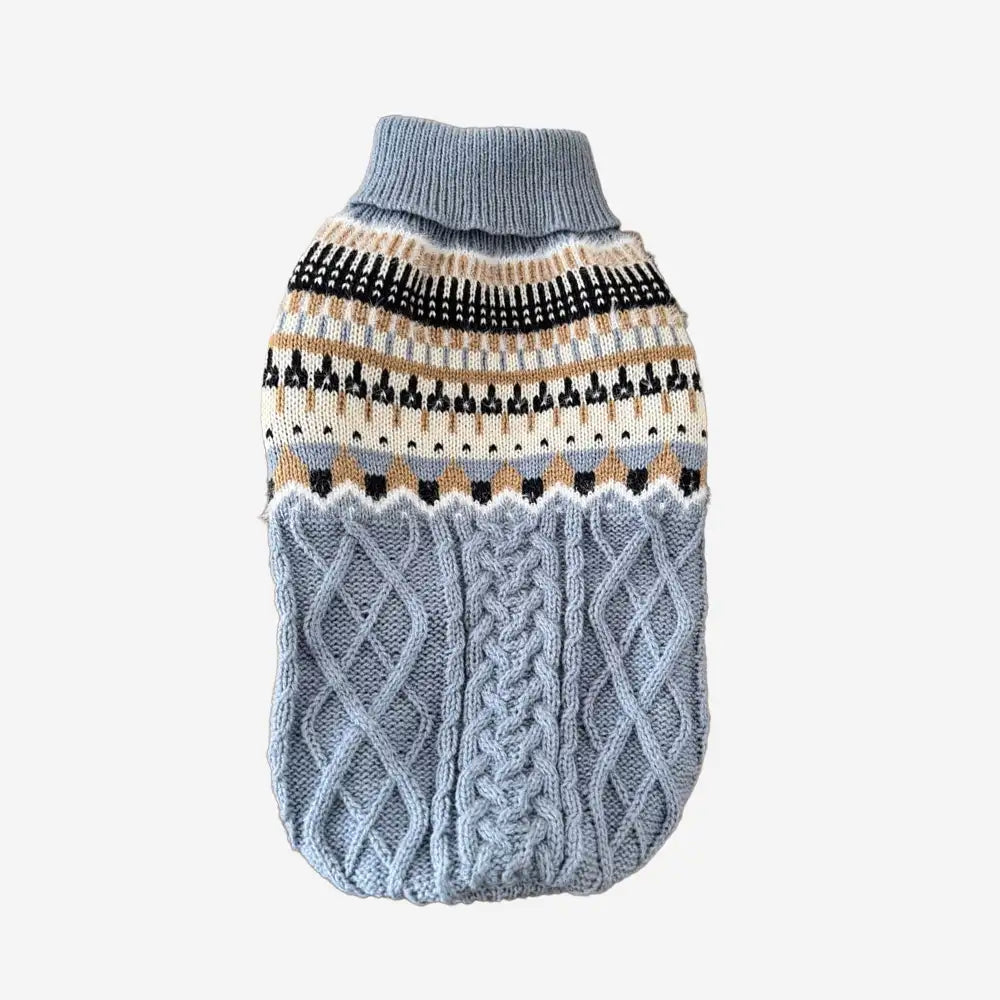 Fair Isle Pattern Knitted Linen Dog Sweater with C