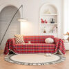 Festive Plaid Color Block Sofa Decoration Couch Co