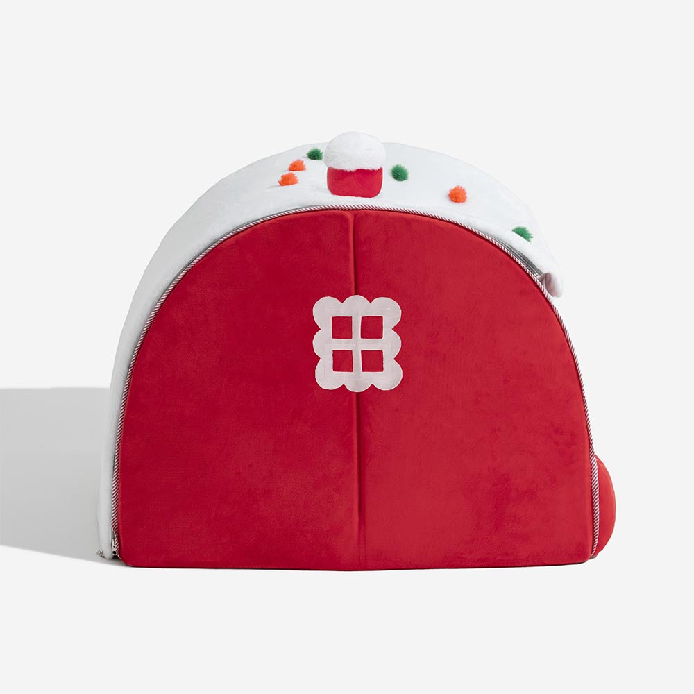 Festive Snow House Orthopedic Dog Bed - Christmas