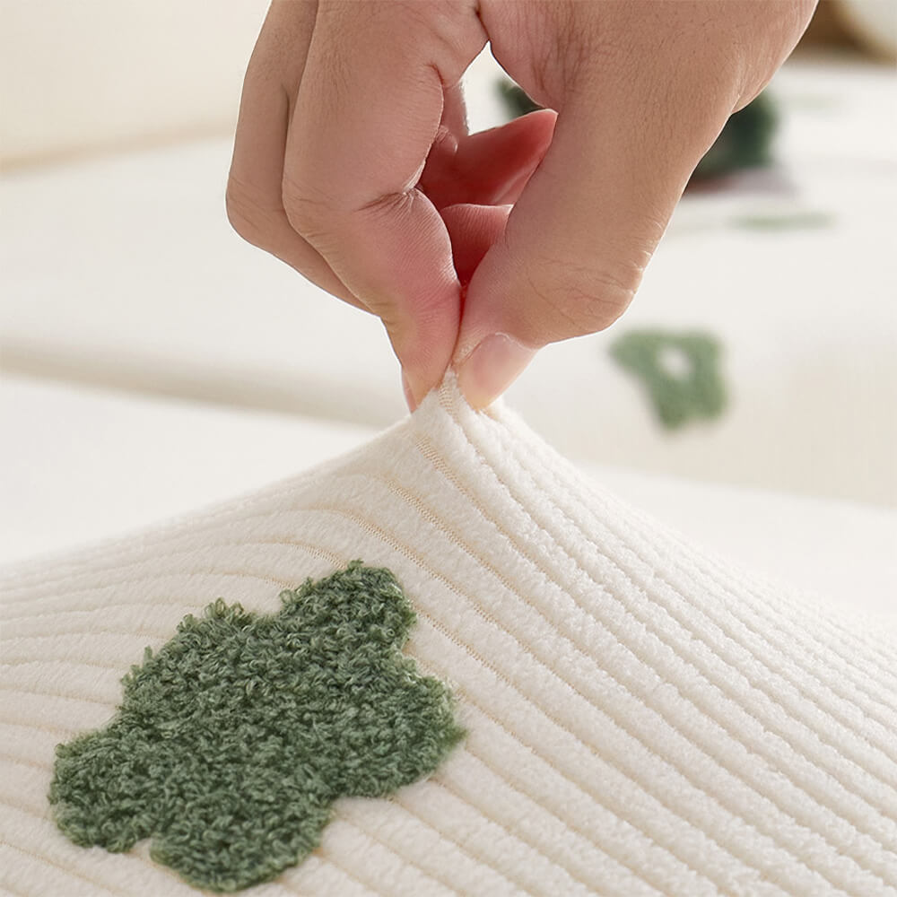 Floral Embroidered Fleece Sofa Anti-Scratch Stretc