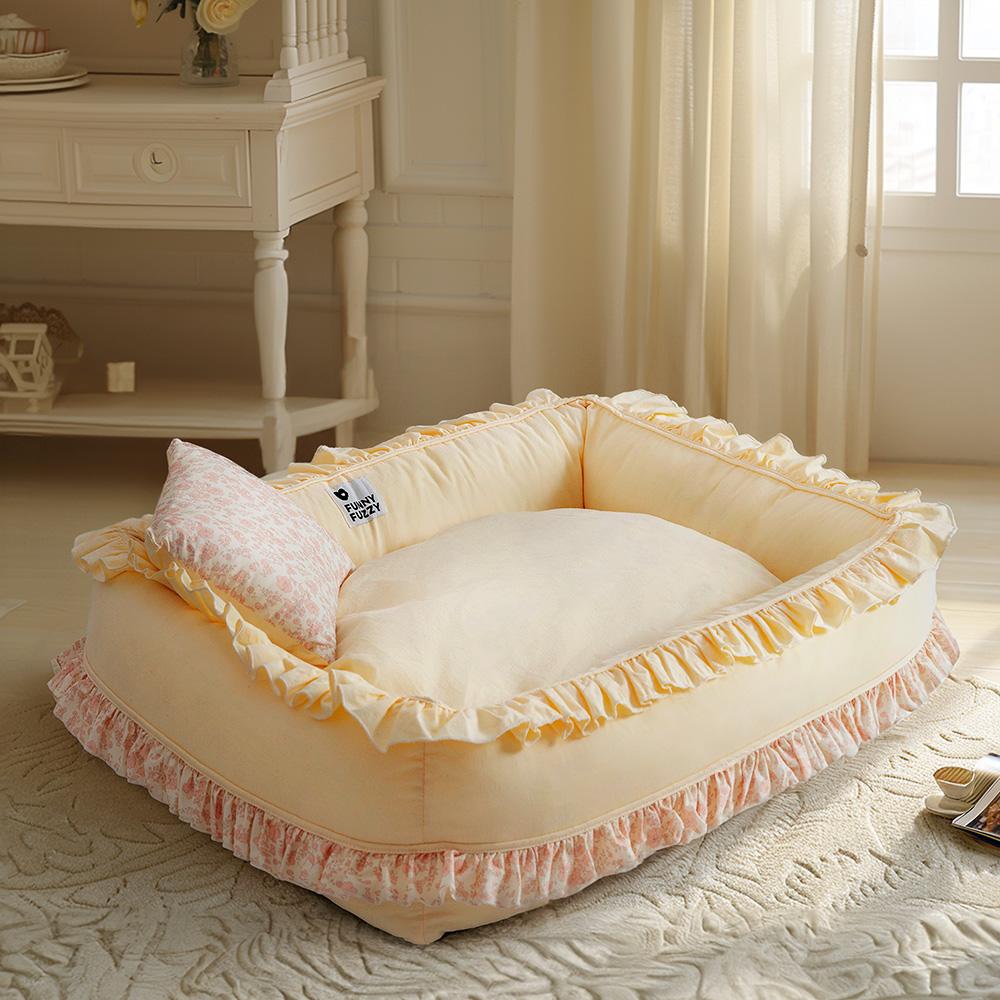 Floral Orthopedic Dog Bed Calming Pet Bed with Pil