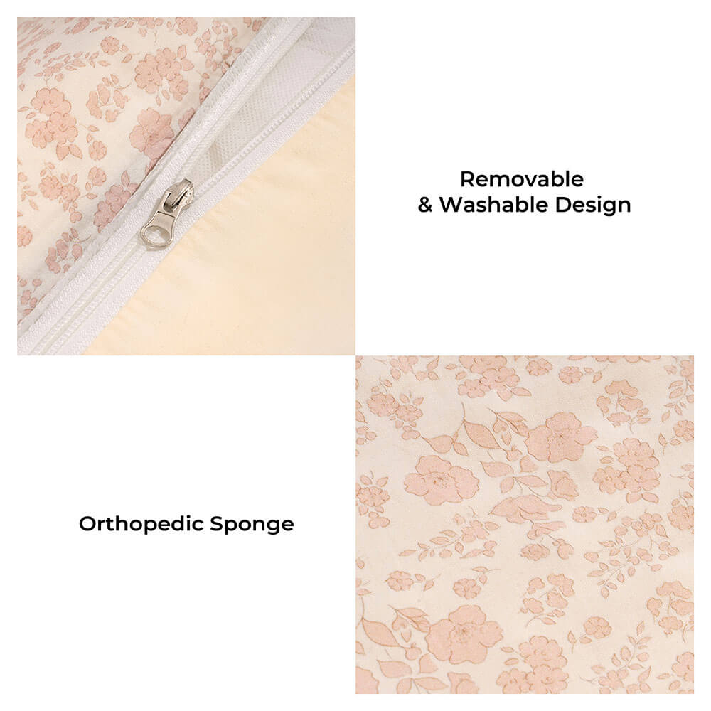 Floral Orthopedic Dog Bed Calming Pet Bed with Pil