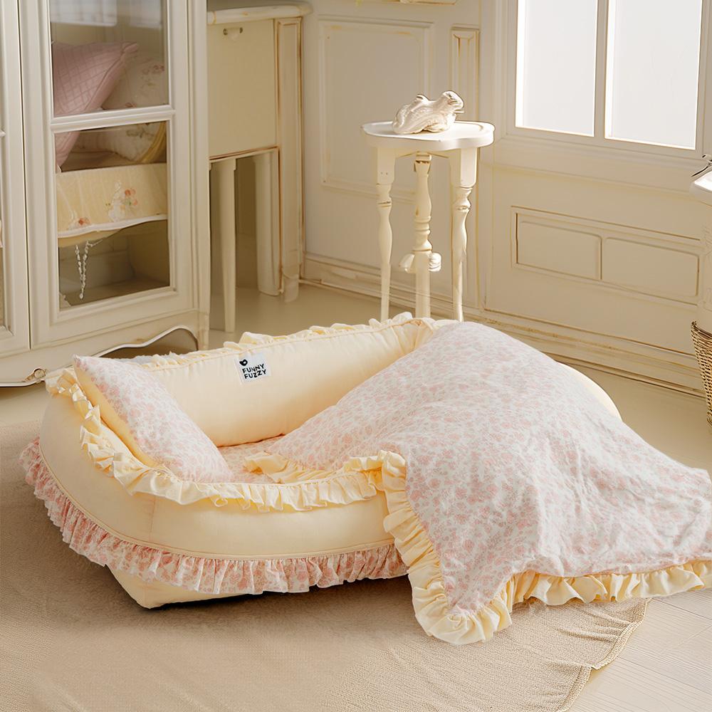 Floral Orthopedic Dog Bed Calming Pet Bed with Pil