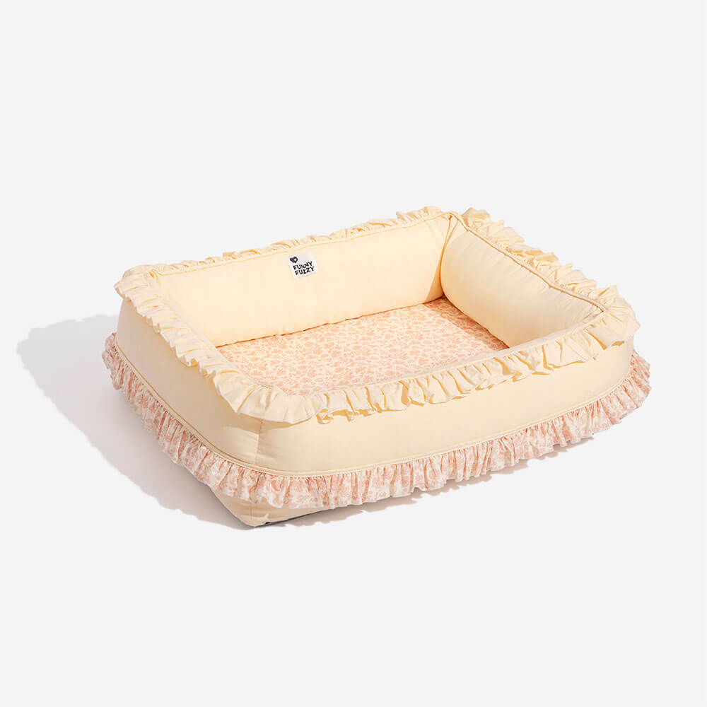 Floral Orthopedic Dog Bed Calming Pet Bed with Pil