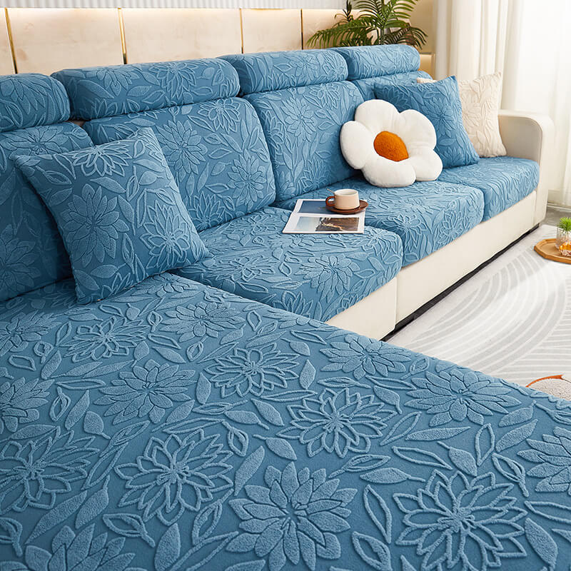 Floral Velvet Stretch Full Wrap Sofa Protector Cou