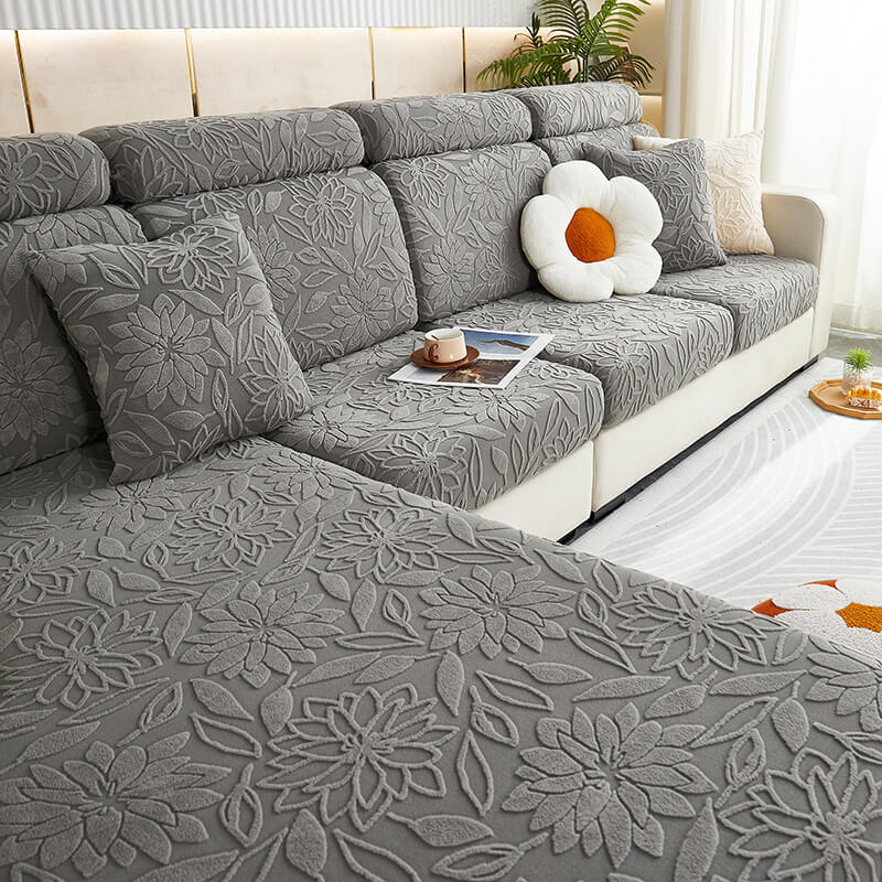 Floral Velvet Stretch Full Wrap Sofa Protector Cou