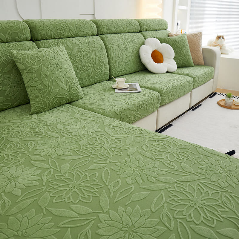 Floral Velvet Stretch Full Wrap Sofa Protector Cou