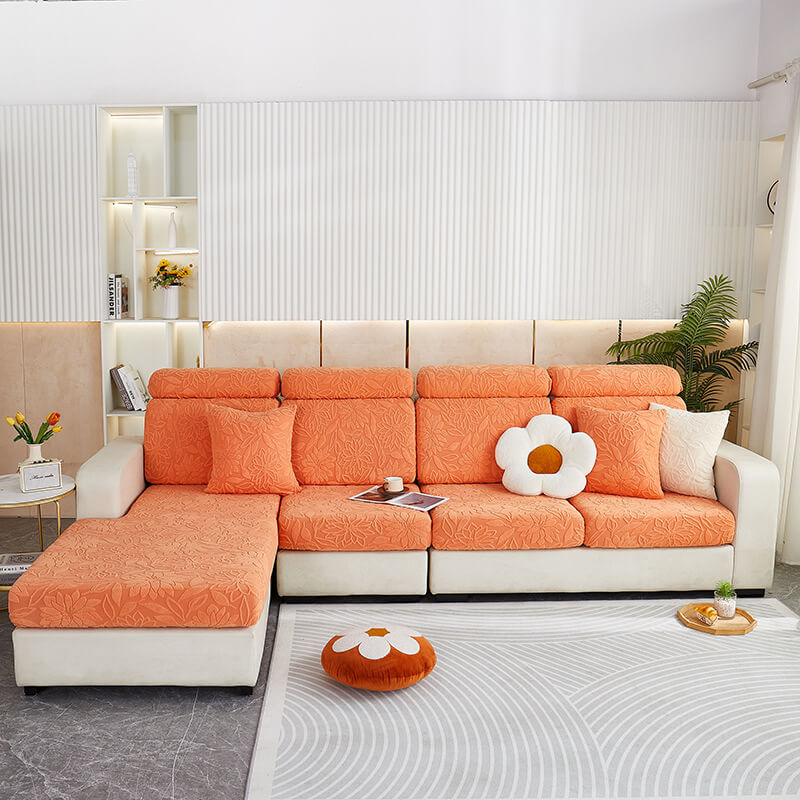 Floral Velvet Stretch Full Wrap Sofa Protector Cou