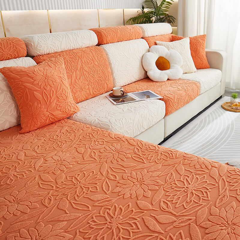 Floral Velvet Stretch Full Wrap Sofa Protector Cou