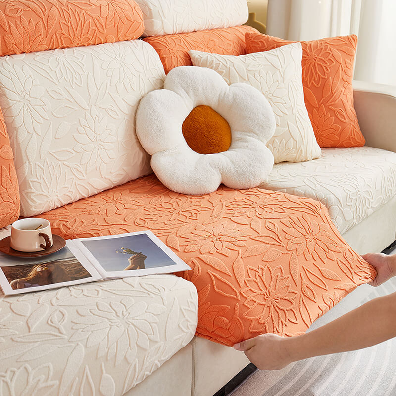 Floral Velvet Stretch Full Wrap Sofa Protector Cou
