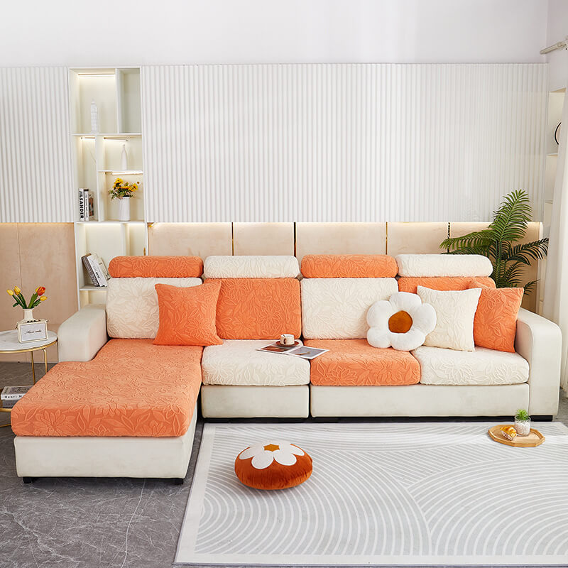 Floral Velvet Stretch Full Wrap Sofa Protector Cou