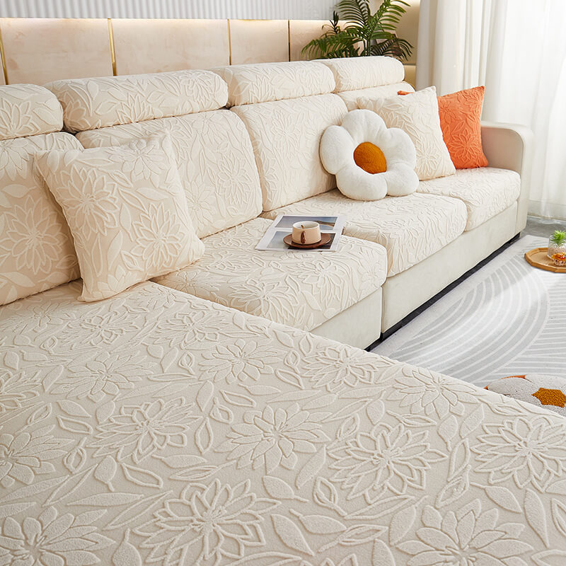 Floral Velvet Stretch Full Wrap Sofa Protector Cou
