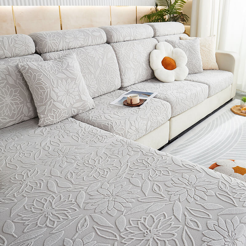 Floral Velvet Stretch Full Wrap Sofa Protector Cou