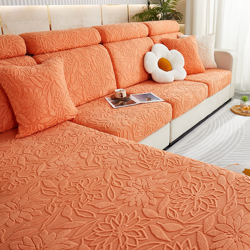 Floral Velvet Stretch Full Wrap Sofa Protector Cou