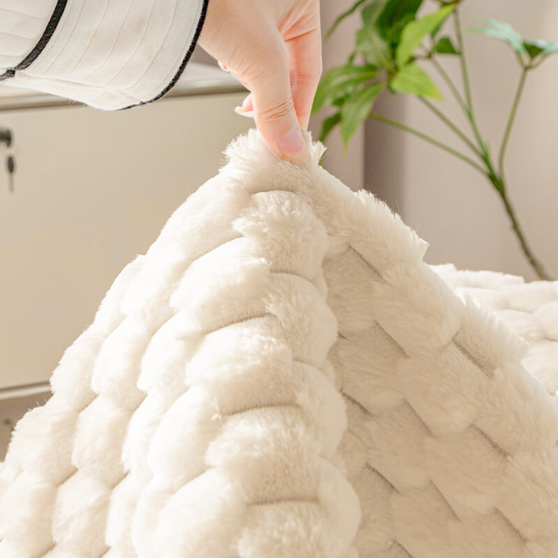Fluffy Plush Striped Furniture Protector Couch Cov