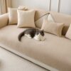 Modern Cream Vertical Stripes Fleece Couch Cover f