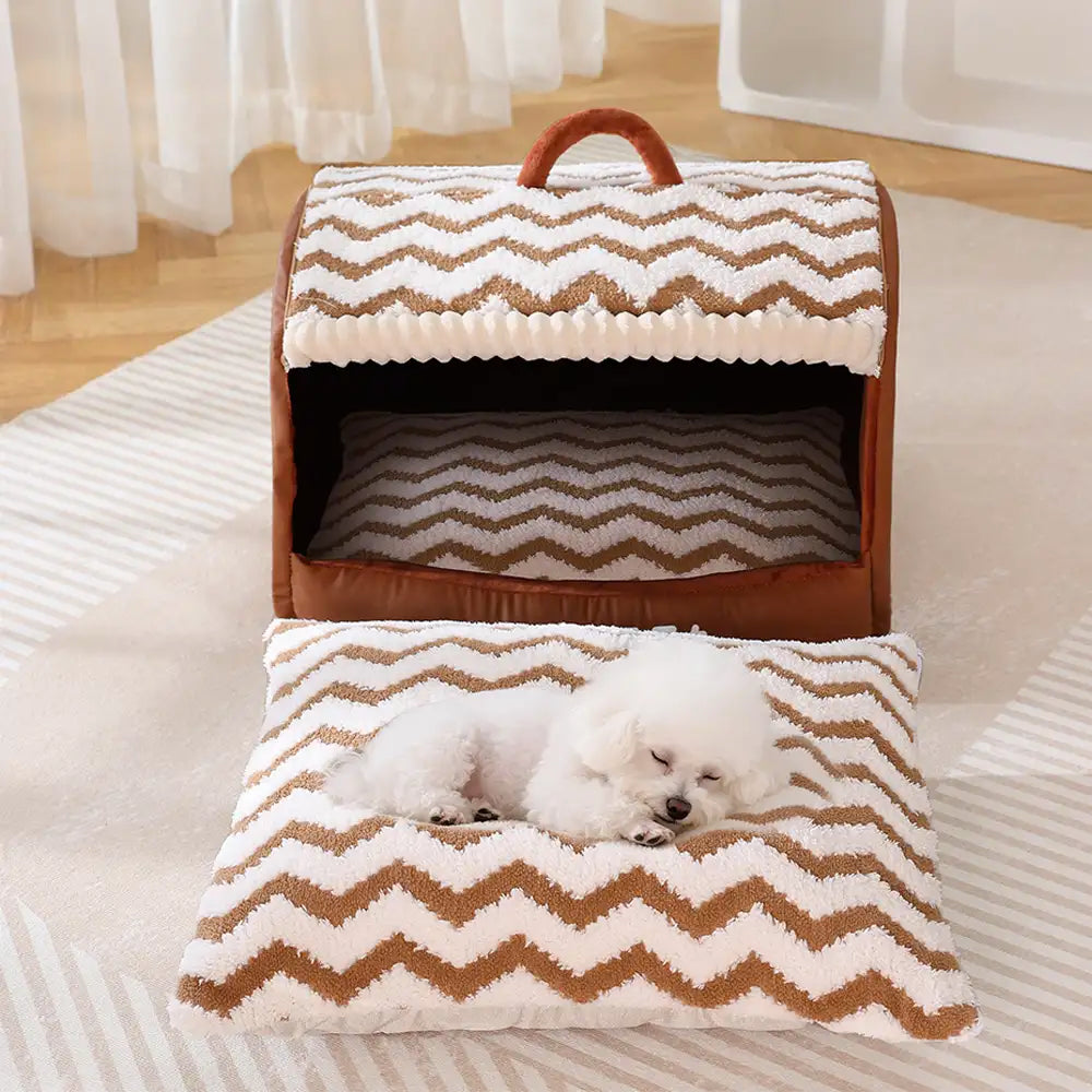 Cozy Cabin Portable Semi-Enclosed Dog Bed with Roo