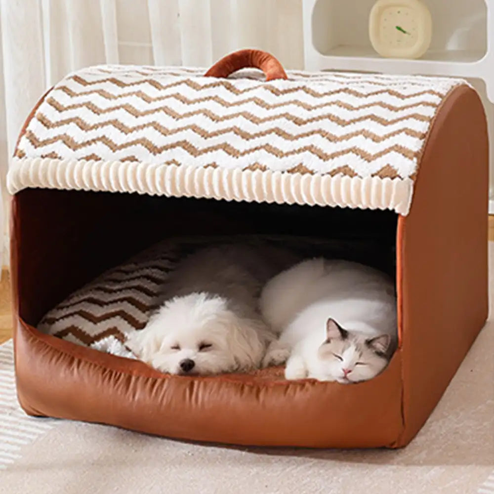 Cozy Cabin Portable Semi-Enclosed Dog Bed with Roo